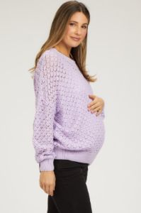 Lavender Knit Long Sleeve Maternity Top sold by Pinkblush