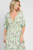 Lime Floral Wrap V-Neck Smocked Waist Maxi Dress sold by Pinkblush
