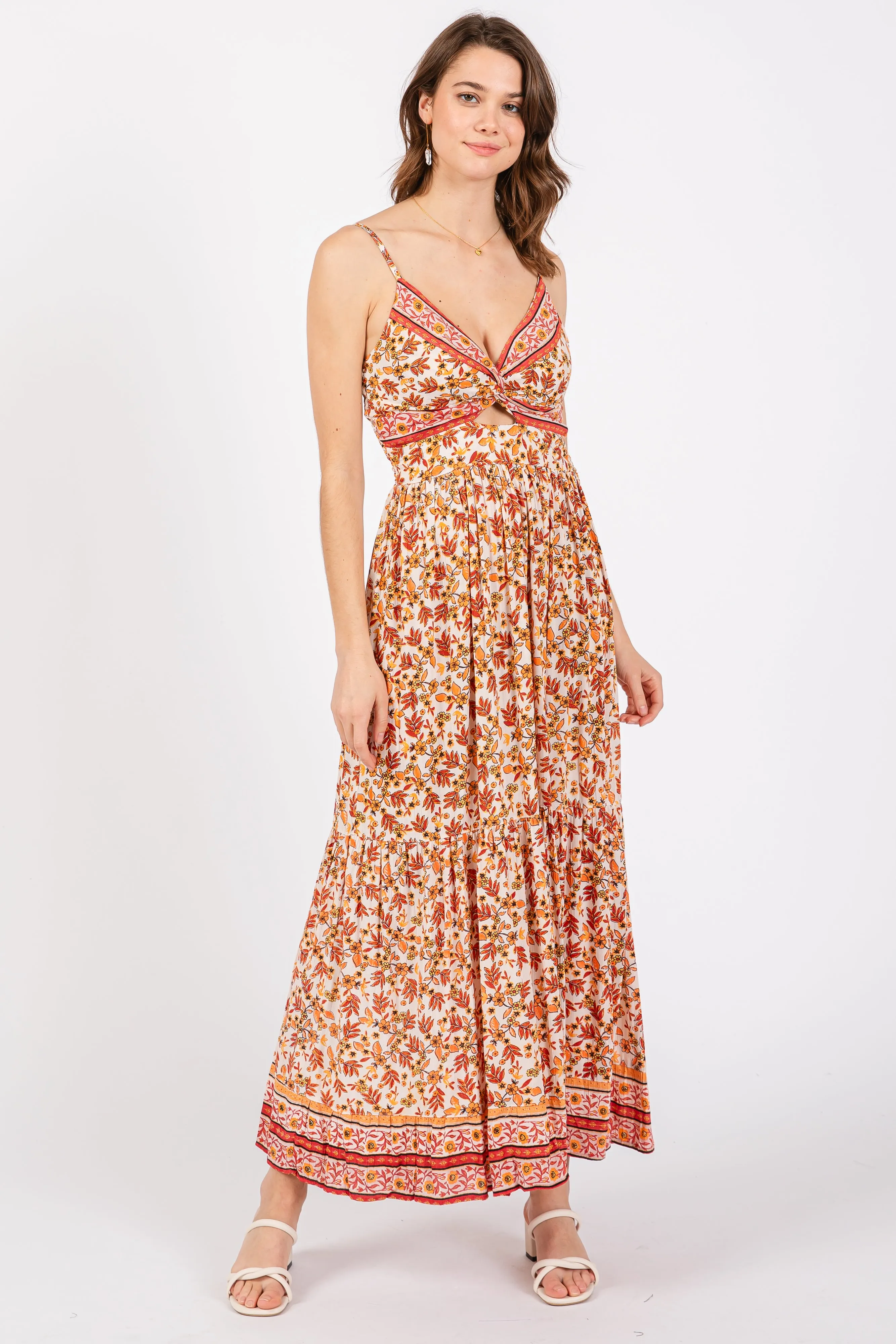 Red Floral Strapless Maxi Dress sold by Pinkblush