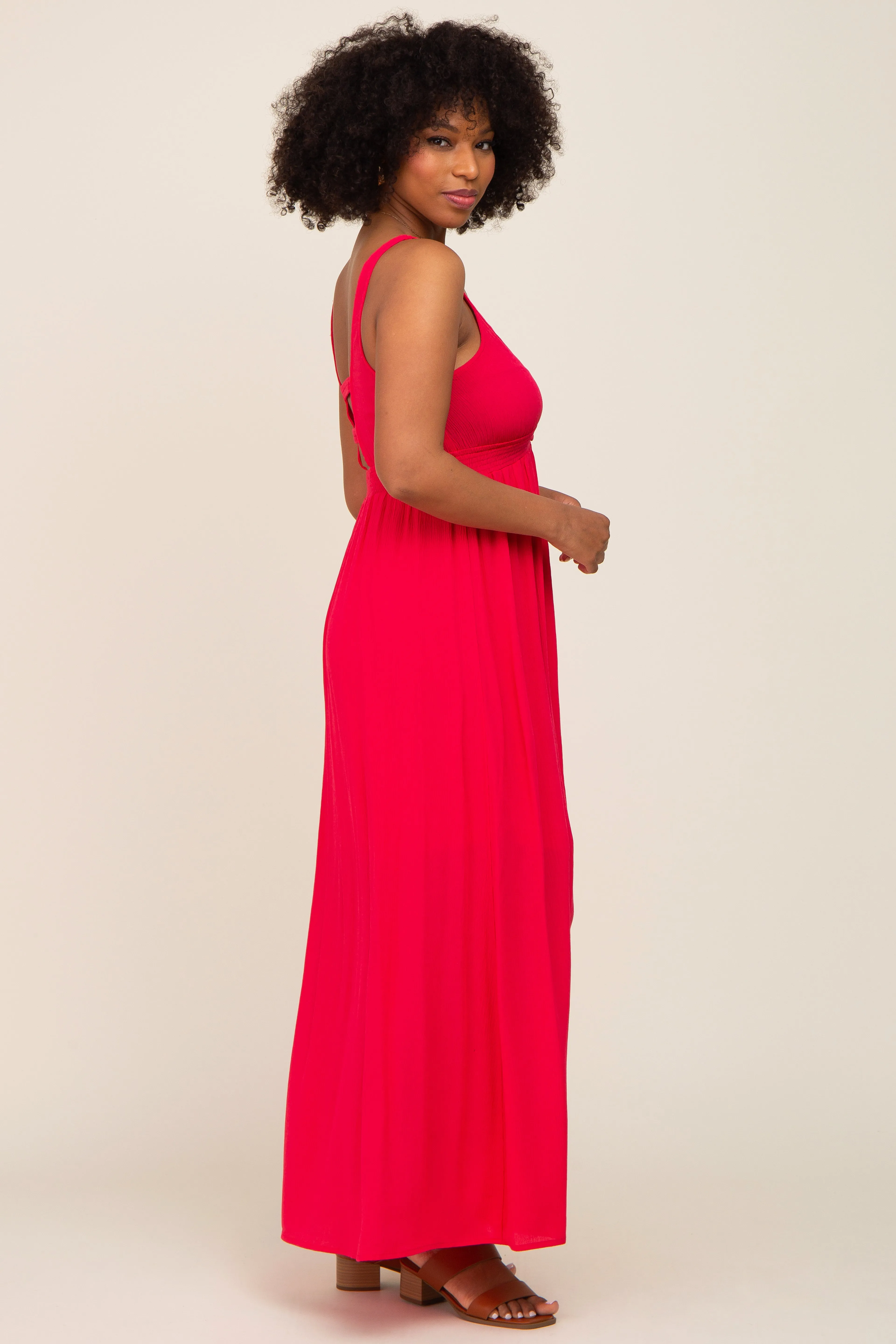 Fuchsia Button Front Accent Maxi Dress sold by Pinkblush product image thumbnail 2
