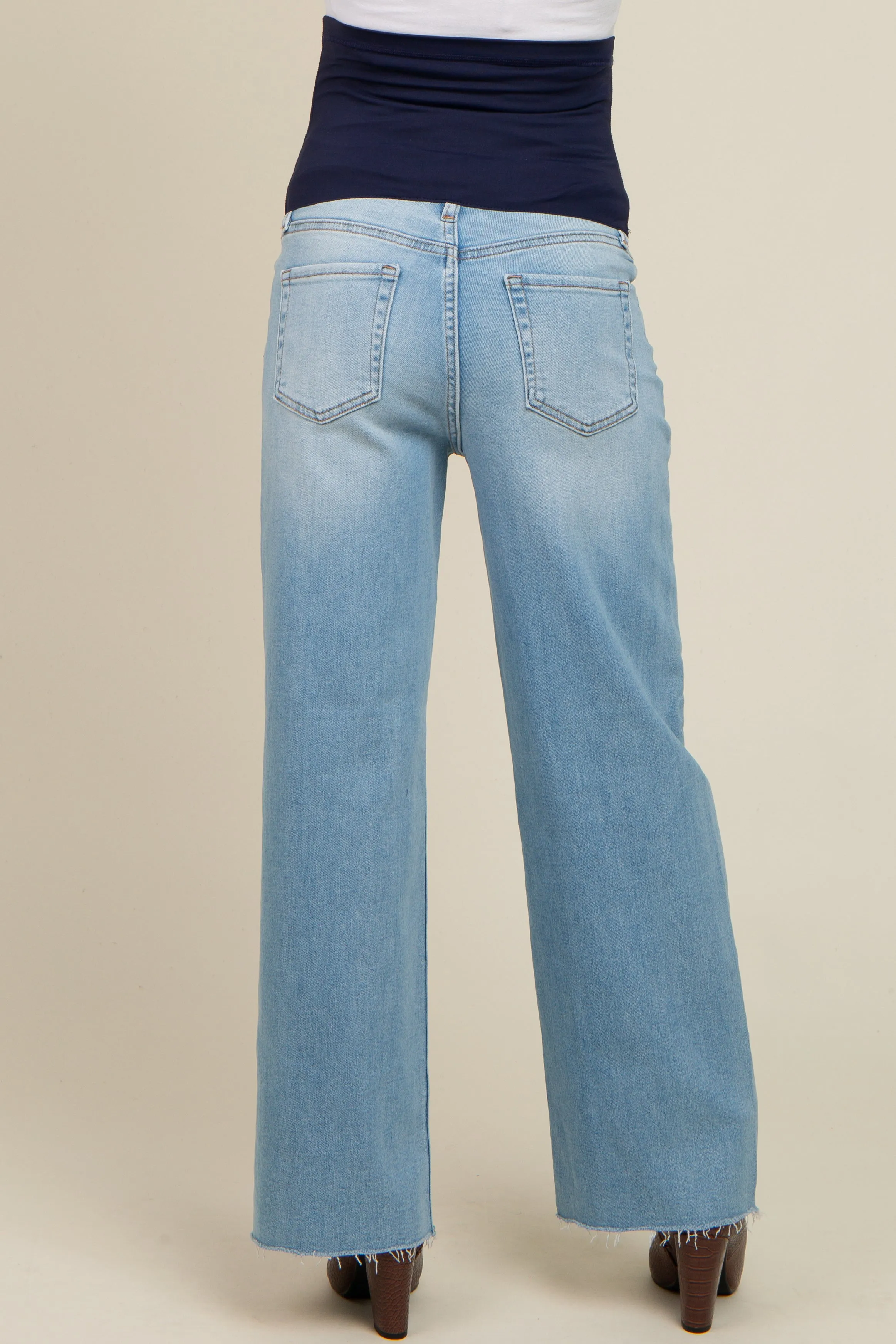 Light Blue Cut Hem Straight Leg Maternity Jeans sold by Pinkblush product image thumbnail 5