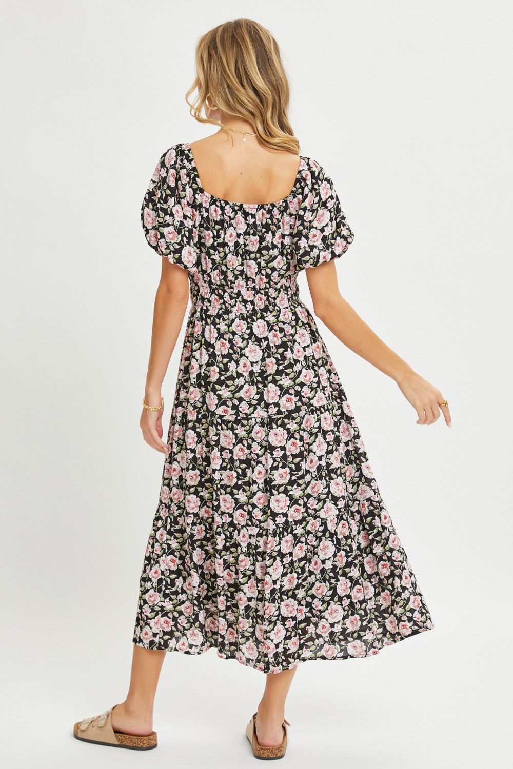 Black Floral Midi Dress sold by Pinkblush product image thumbnail 2