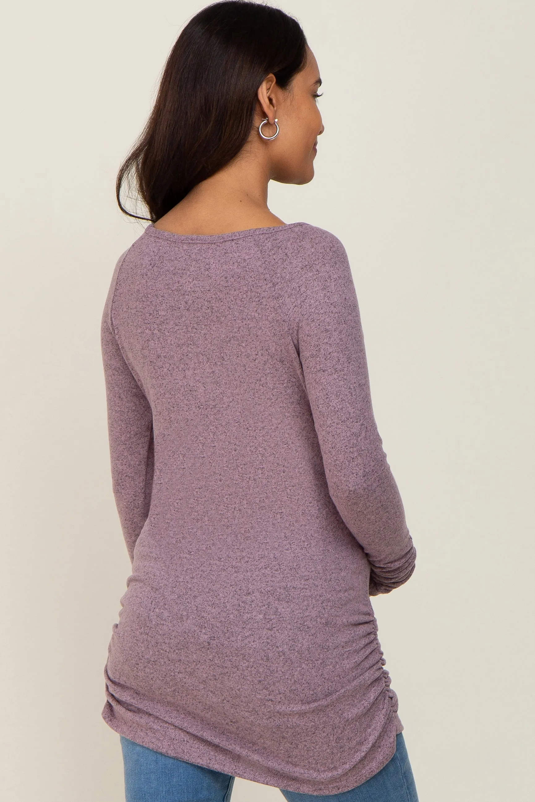 Mauve Brushed Knit Ruched Maternity Top sold by Pinkblush product image thumbnail 3