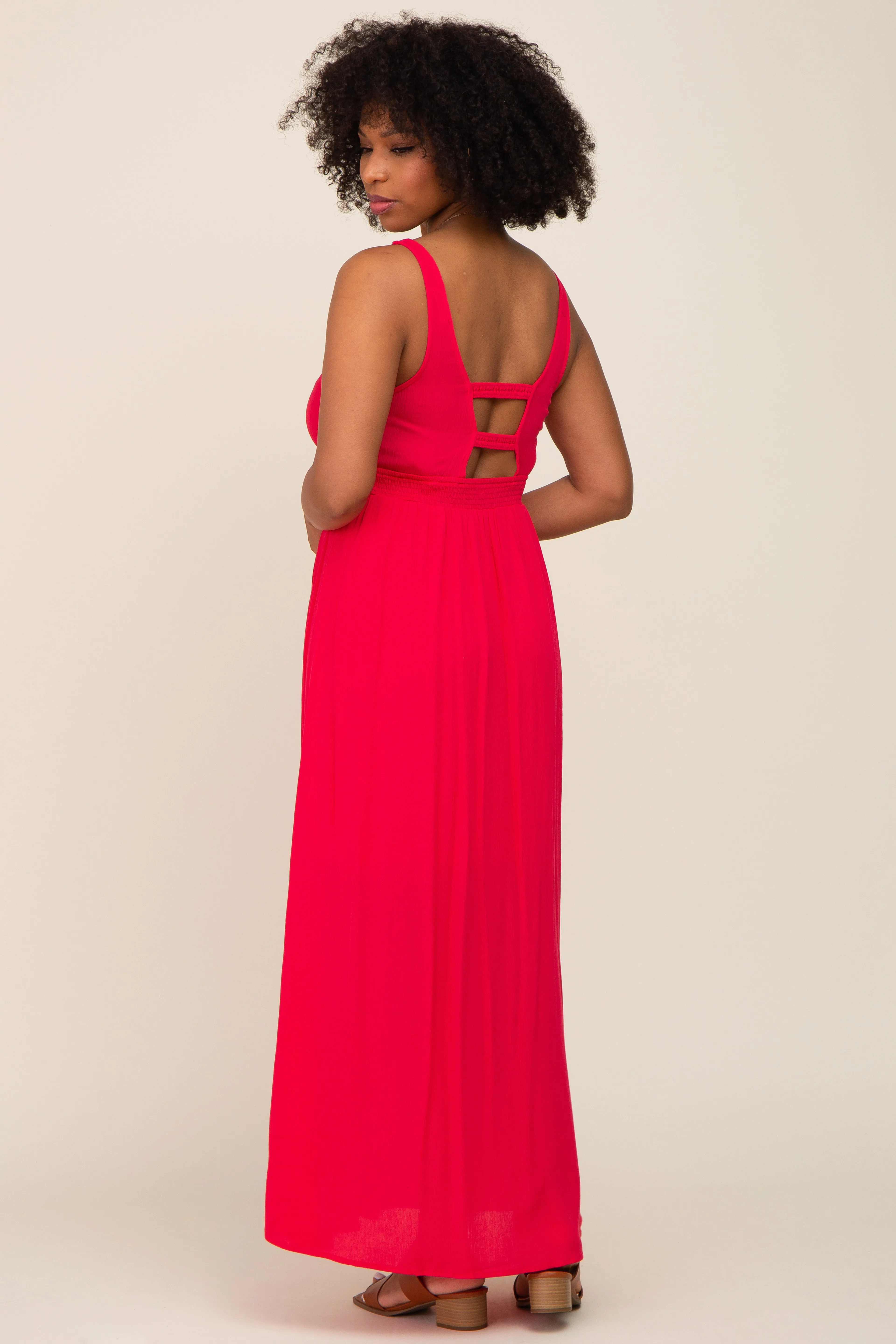 Fuchsia Button Front Accent Maxi Dress sold by Pinkblush product image thumbnail 3