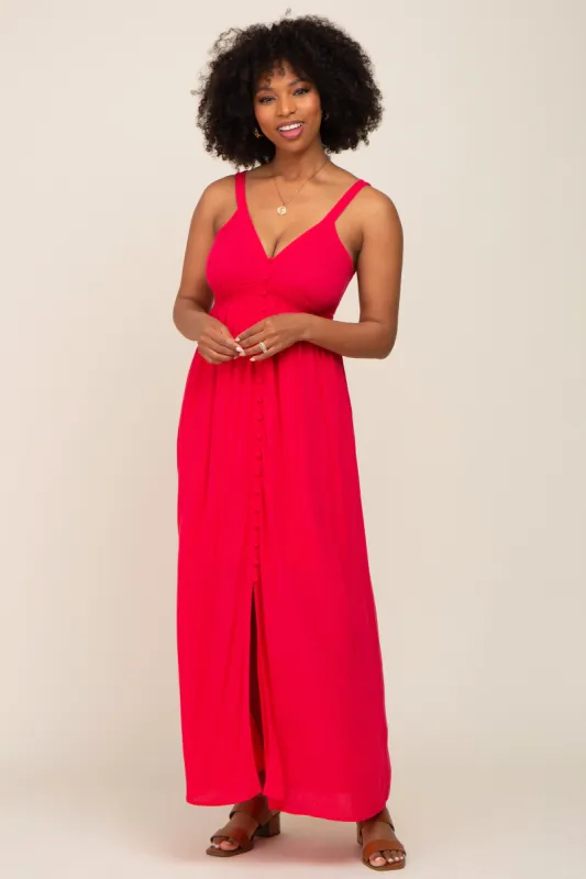 Fuchsia Button Front Accent Maxi Dress sold by Pinkblush