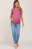 Mauve Ribbed Ruched Fitted Maternity Top sold by Pinkblush