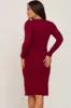 Burgundy Brushed Knit Long Sleeve Maternity Wrap Nursing Dress sold by Pinkblush