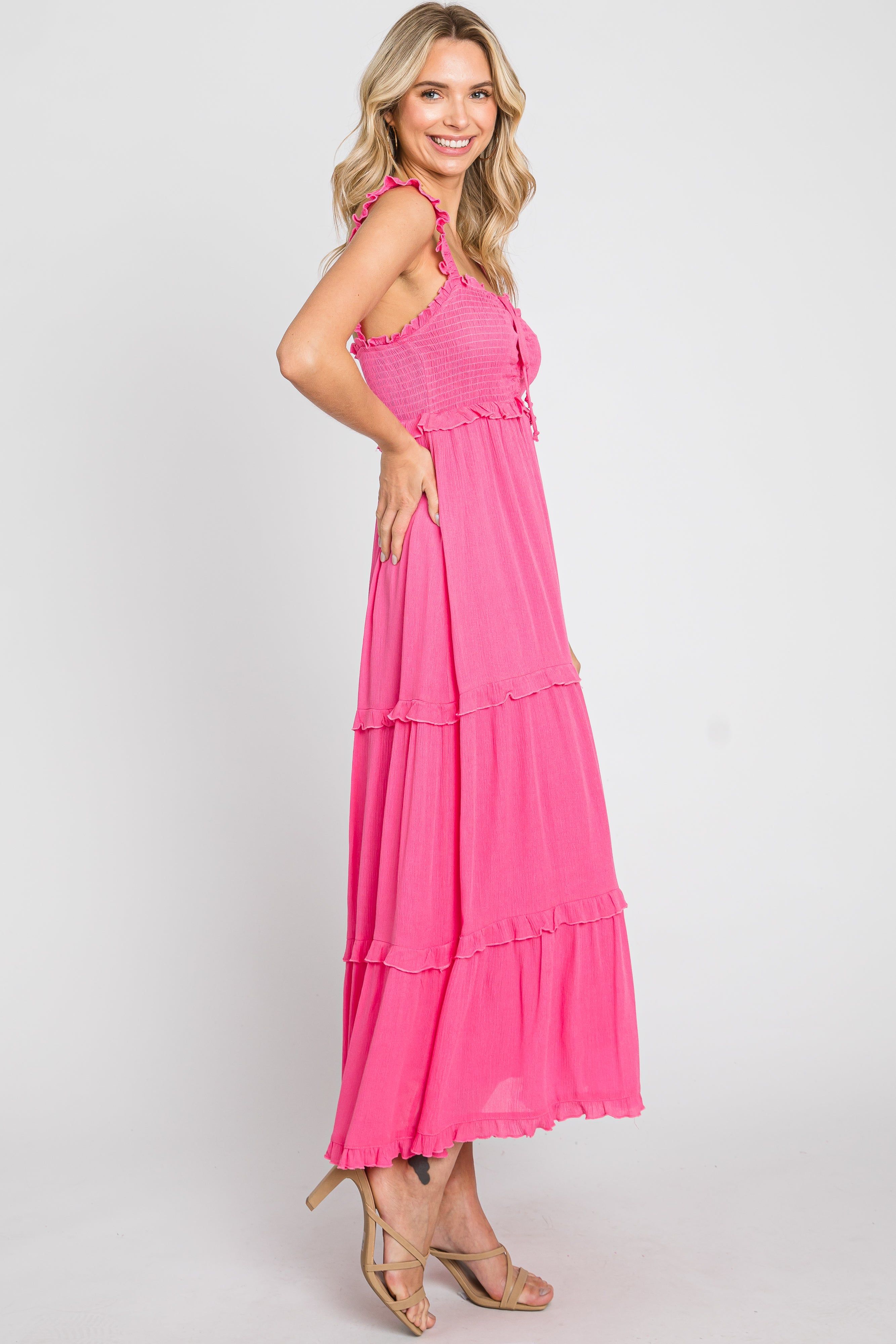 Pink Ruffle Accent Midi Dress sold by Pinkblush product image thumbnail 3