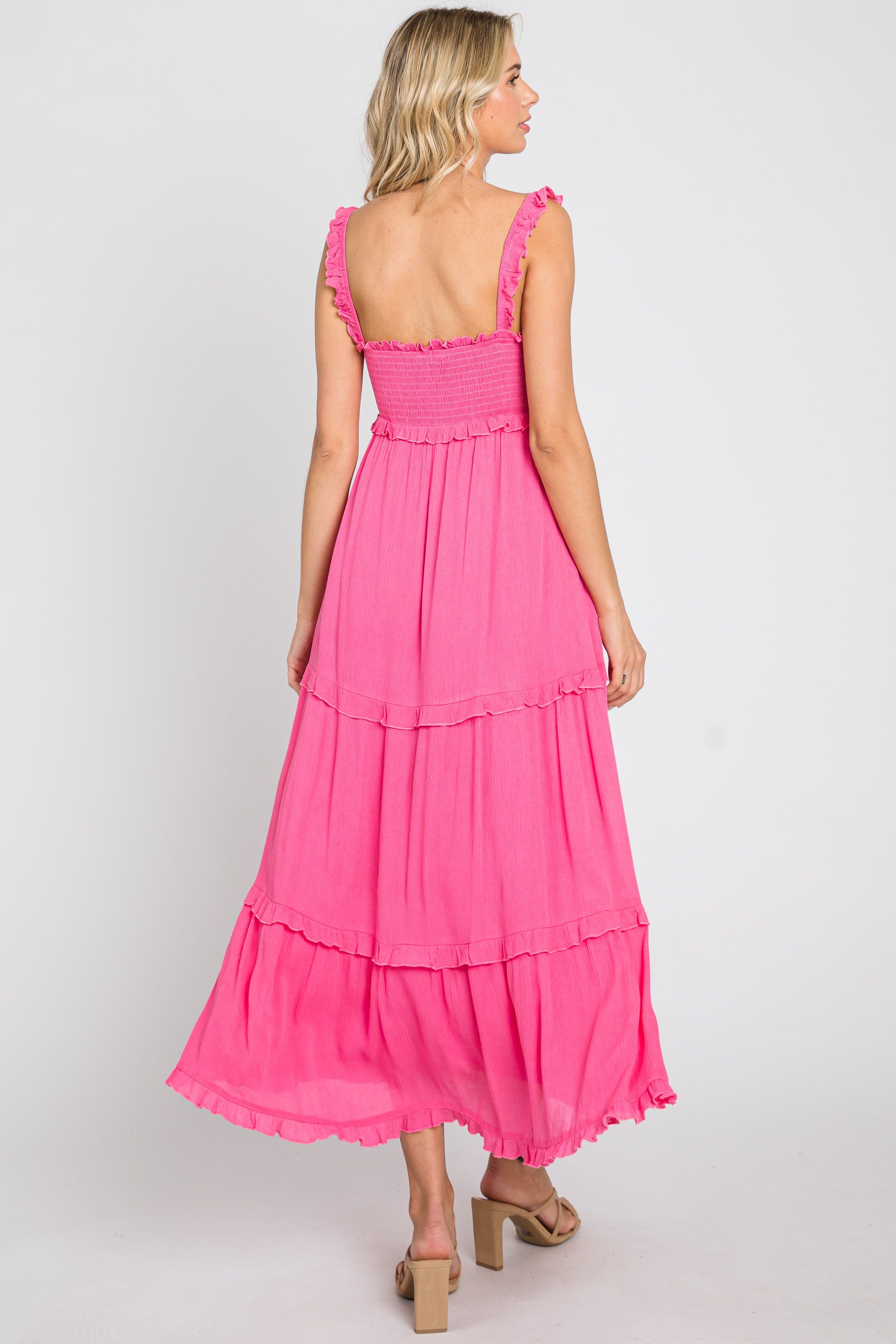 Pink Ruffle Accent Midi Dress sold by Pinkblush product image thumbnail 4