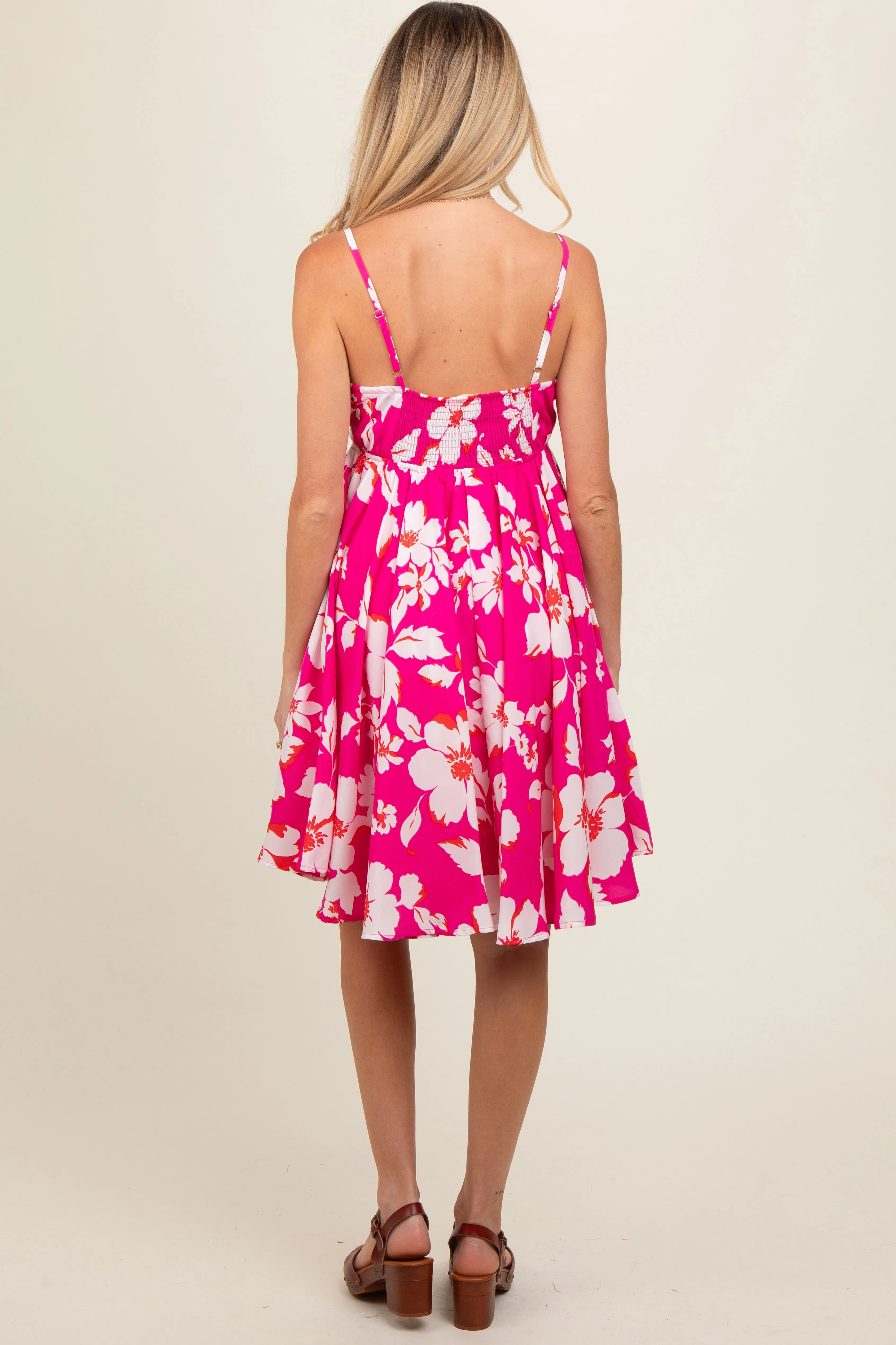 Fuchsia Floral Wrap Top Accent Maternity Dress sold by Pinkblush product image thumbnail 2