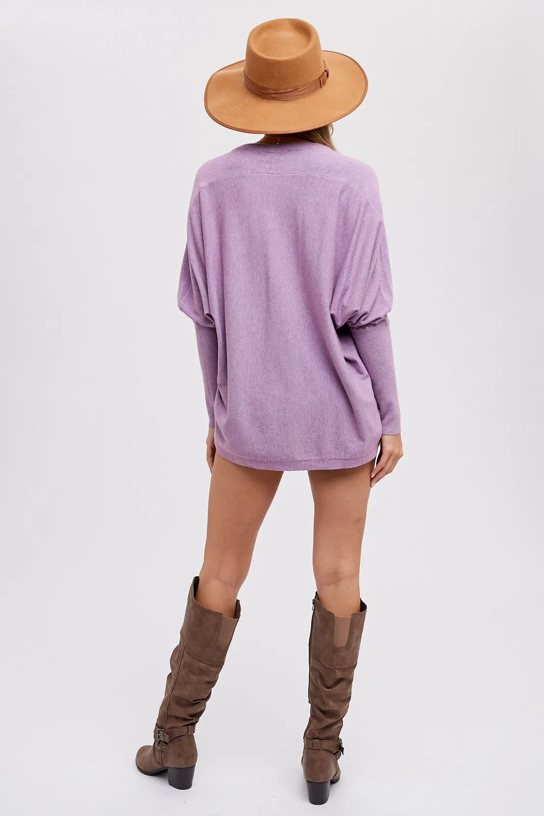 Lavender Knit Long Dolman Sleeve Top sold by Pinkblush product image thumbnail 3