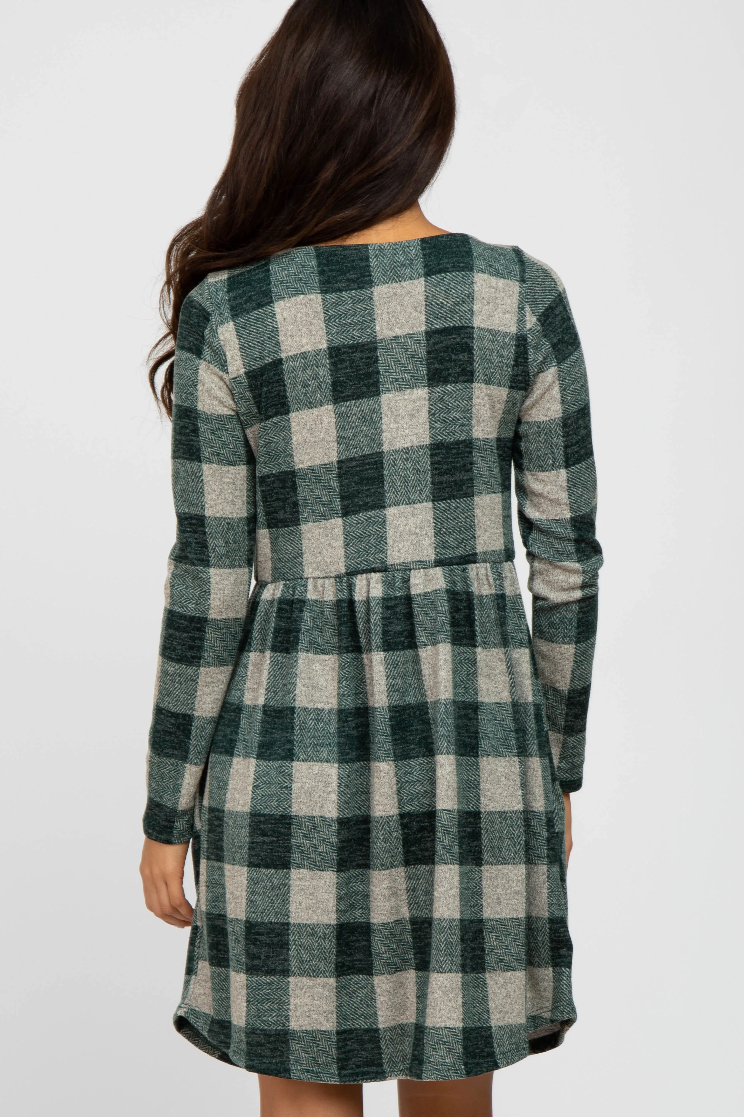 Forest Green Plaid Knit Dress sold by Pinkblush product image thumbnail 4