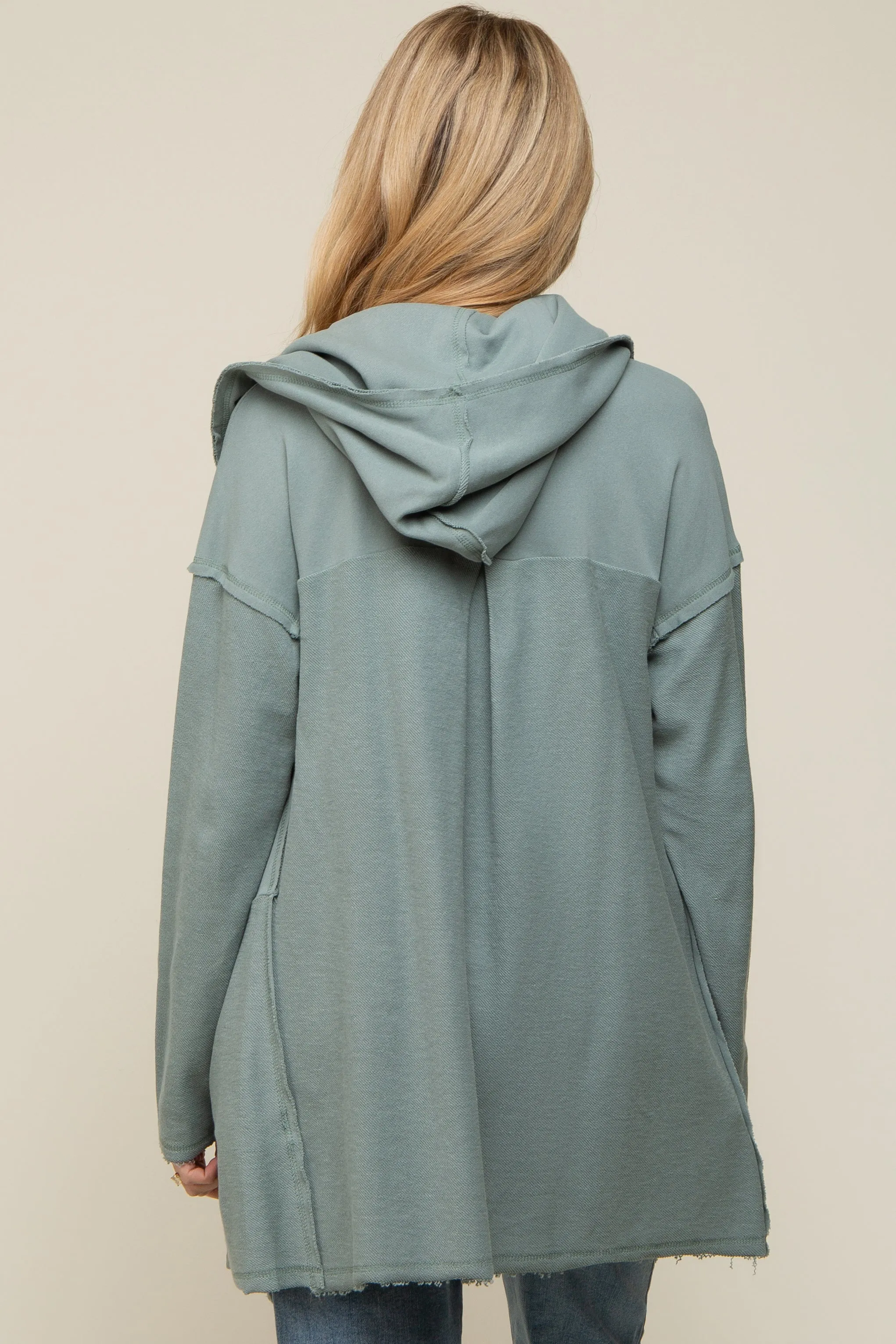 Sage Raw Hem Hooded Maternity Cardigan sold by Pinkblush product image thumbnail 4