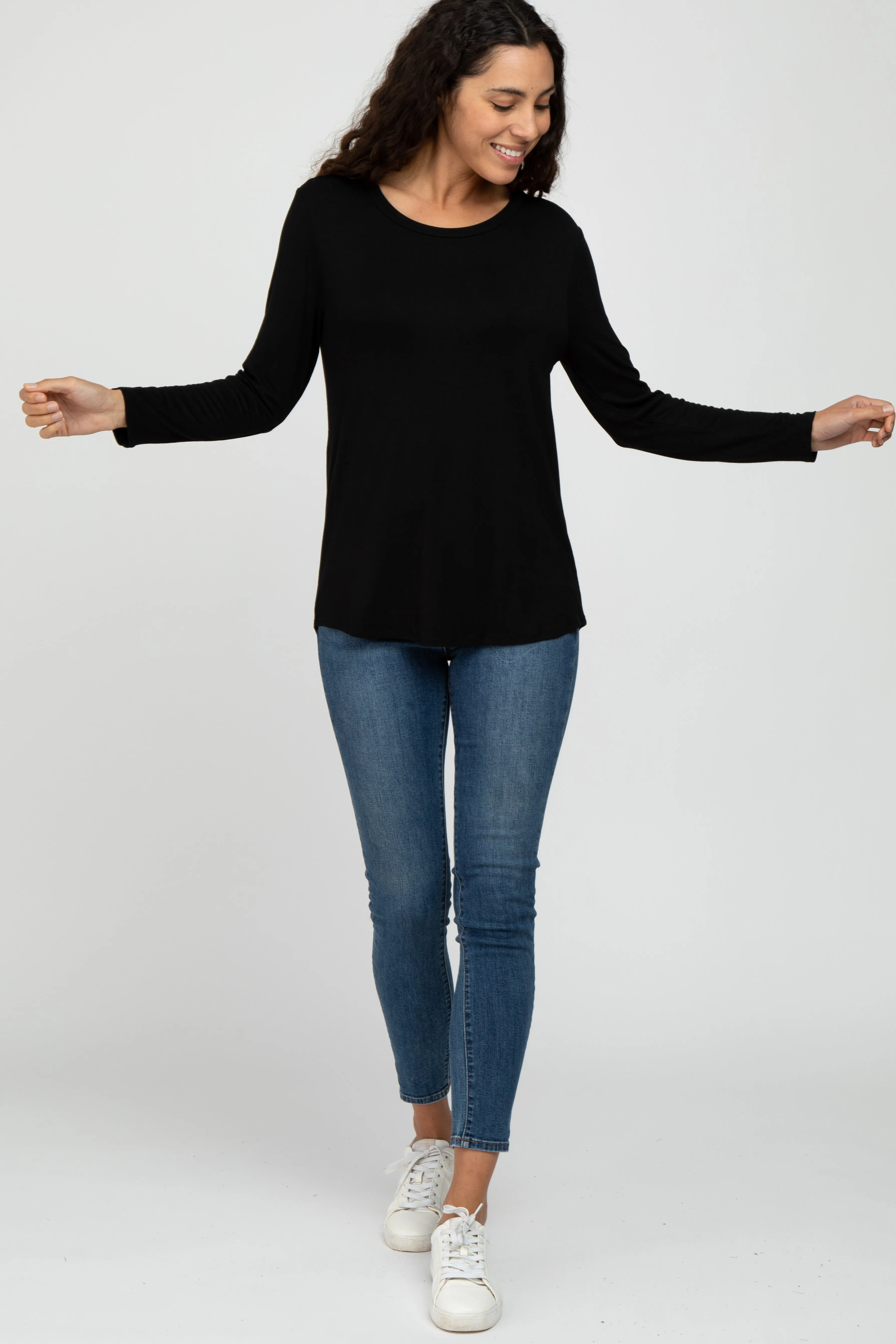 Black Basic Long Sleeve Top sold by Pinkblush product image thumbnail 2