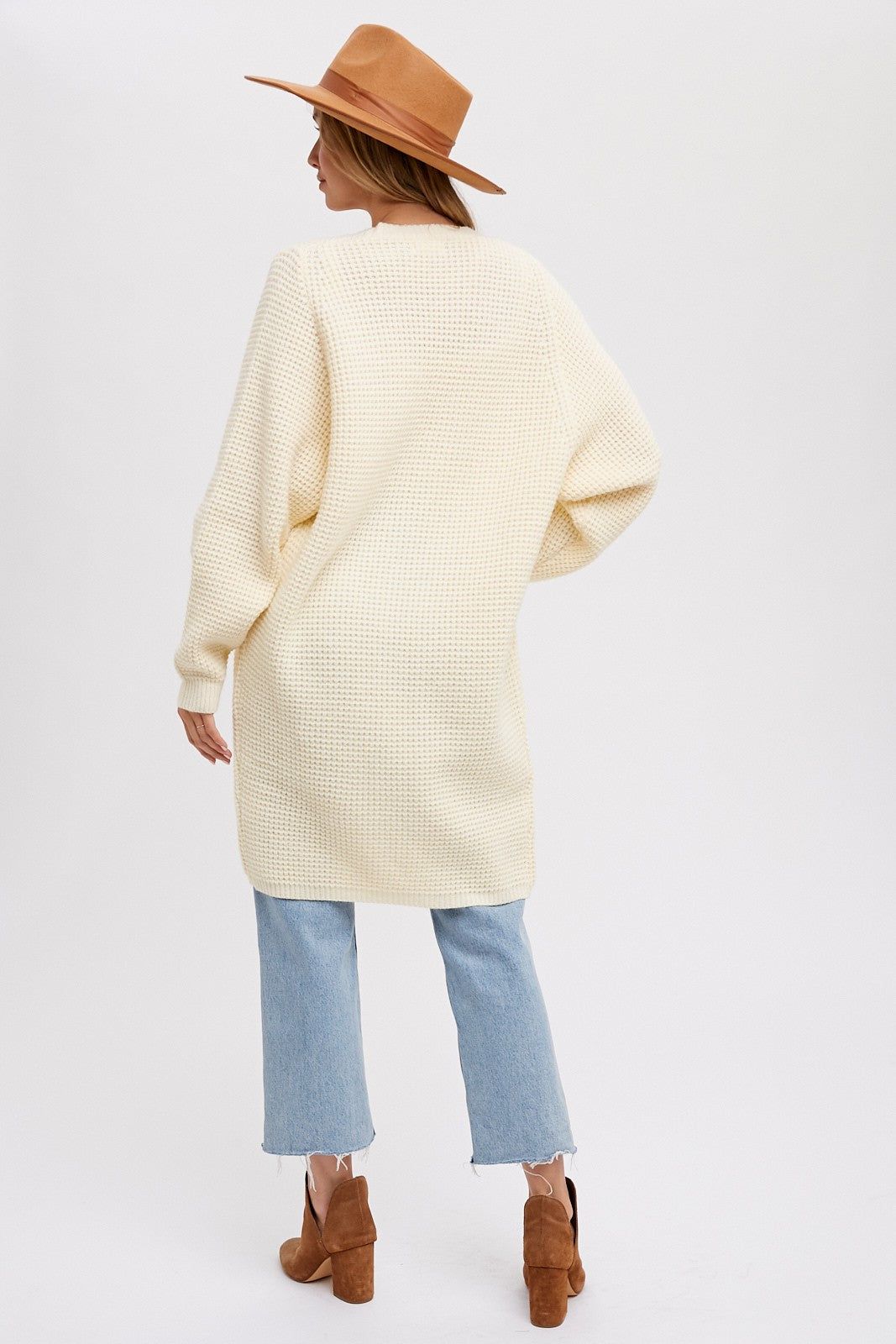 Cream Chunky Waffle Knit Cardigan sold by Pinkblush product image thumbnail 2