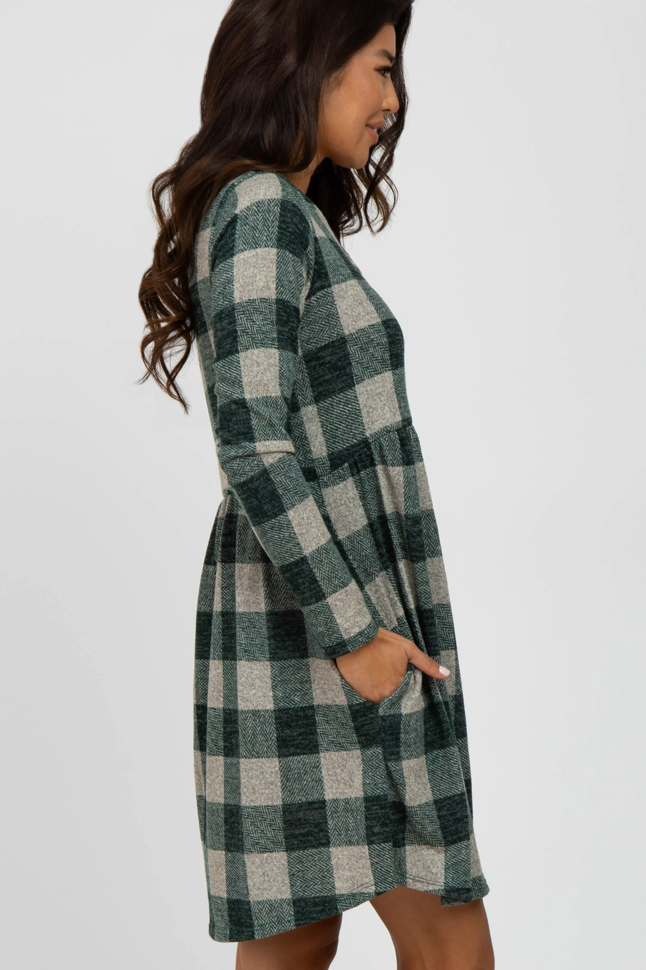 Forest Green Plaid Knit Dress sold by Pinkblush product image thumbnail 3