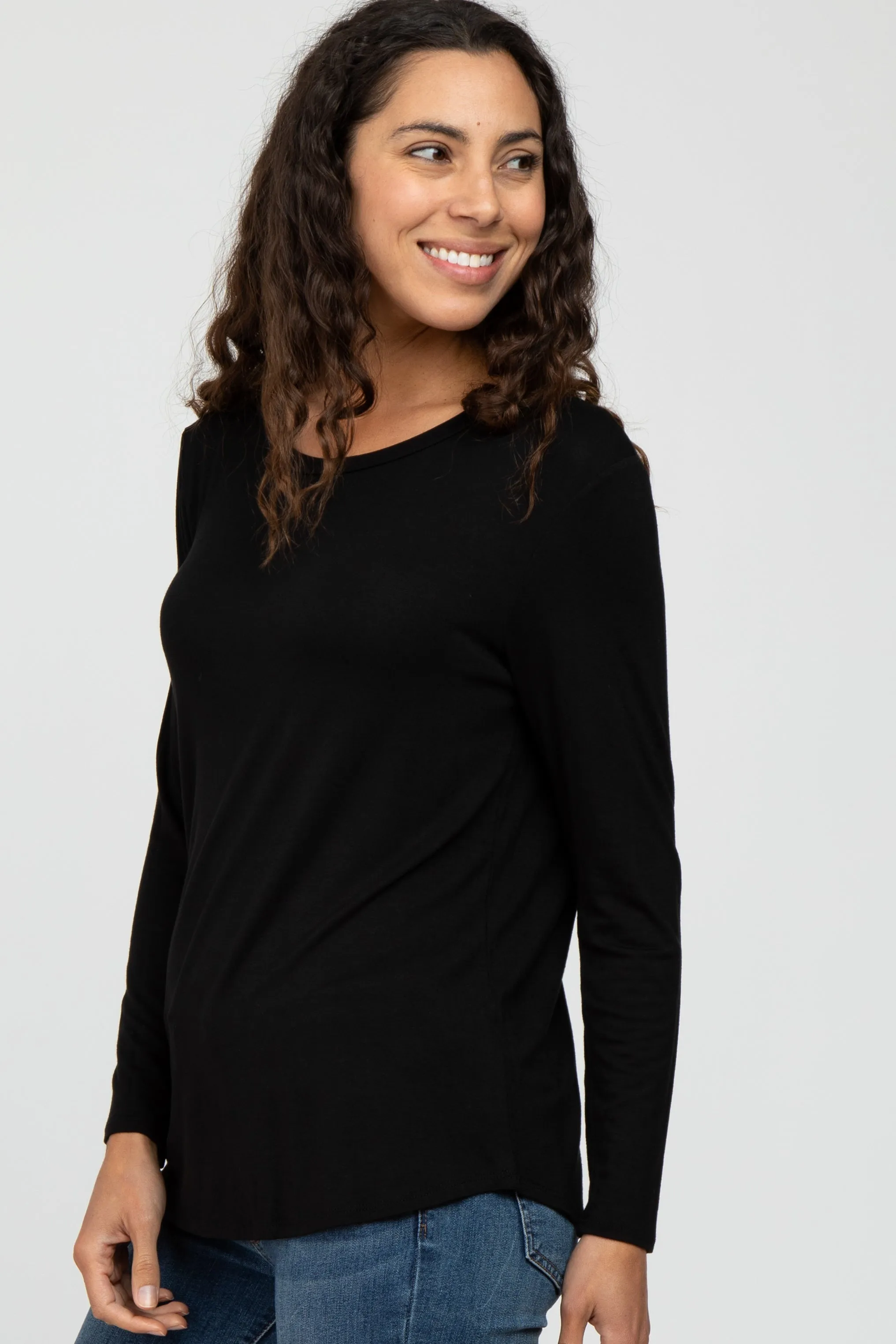 Black Basic Long Sleeve Top sold by Pinkblush product image thumbnail 3