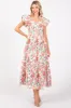 Cream Floral Square Neck Puffy Sleeves Maternity Dress sold by Pinkblush