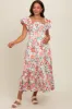Cream Floral Square Neck Puffy Sleeves Maternity Dress sold by Pinkblush