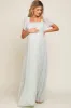 Mint Green Floral Smocked Chiffon Maternity Maxi Dress sold by Pinkblush