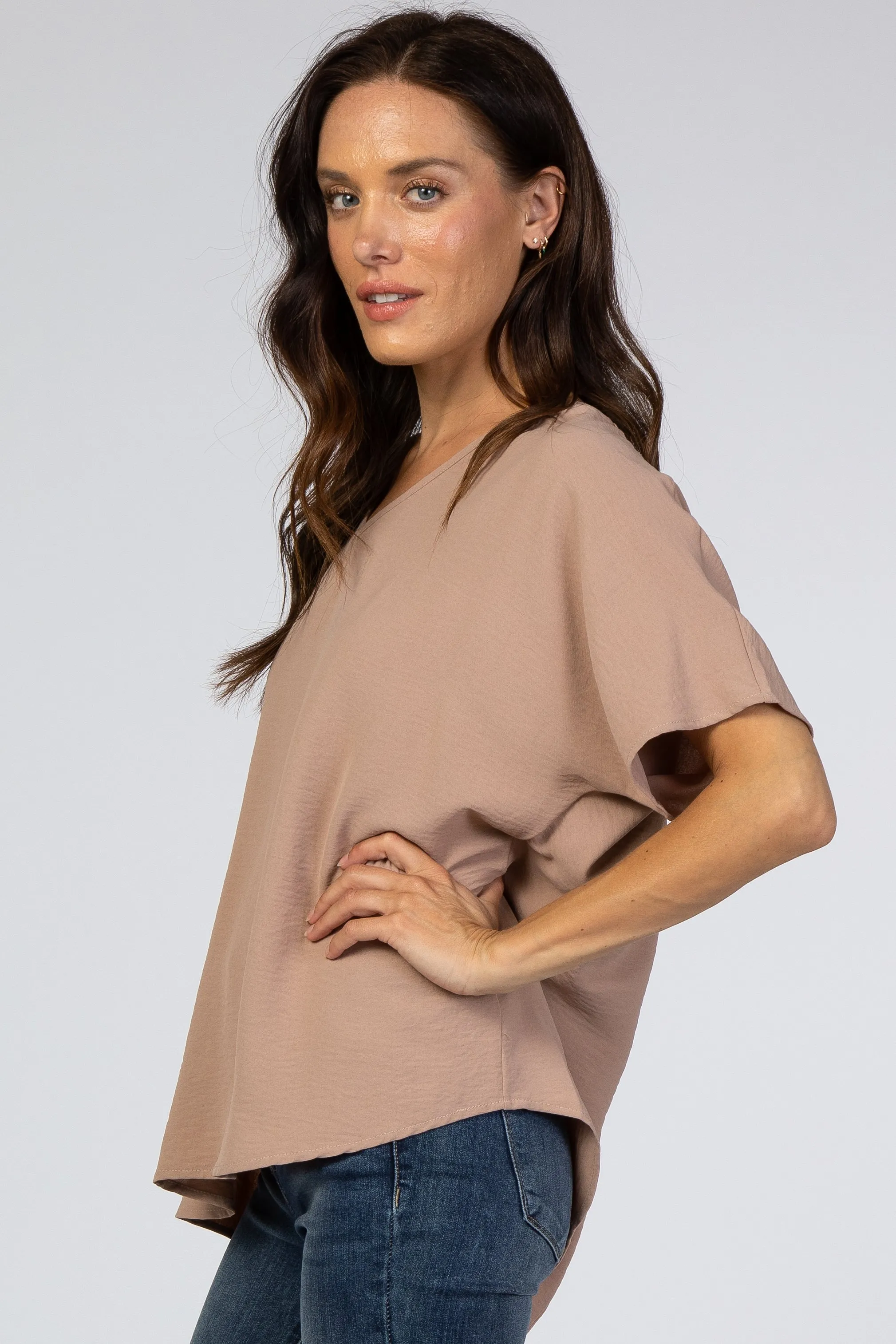 Taupe Short Sleeve Blouse sold by Pinkblush product image thumbnail 2