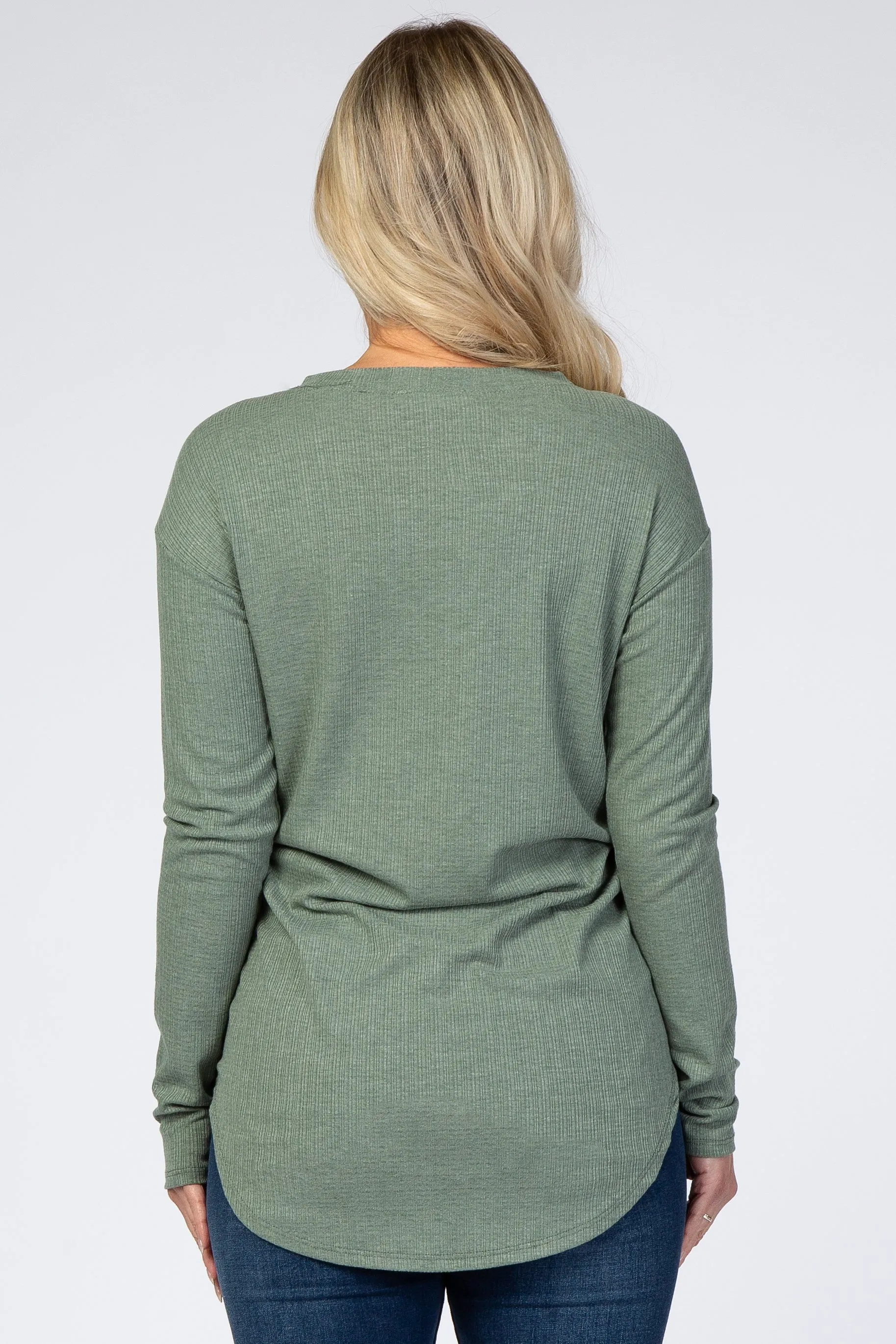 Olive Long Sleeve Ribbed Maternity Top sold by Pinkblush product image thumbnail 3