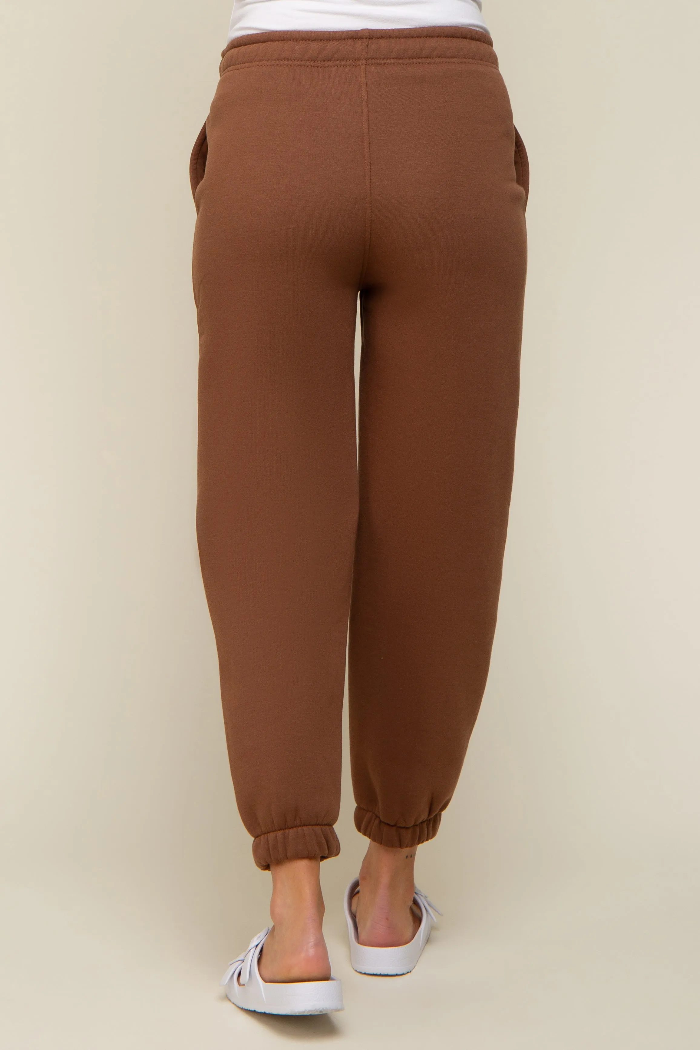 Brown Basic Fleece Maternity Sweatpants sold by Pinkblush product image thumbnail 4