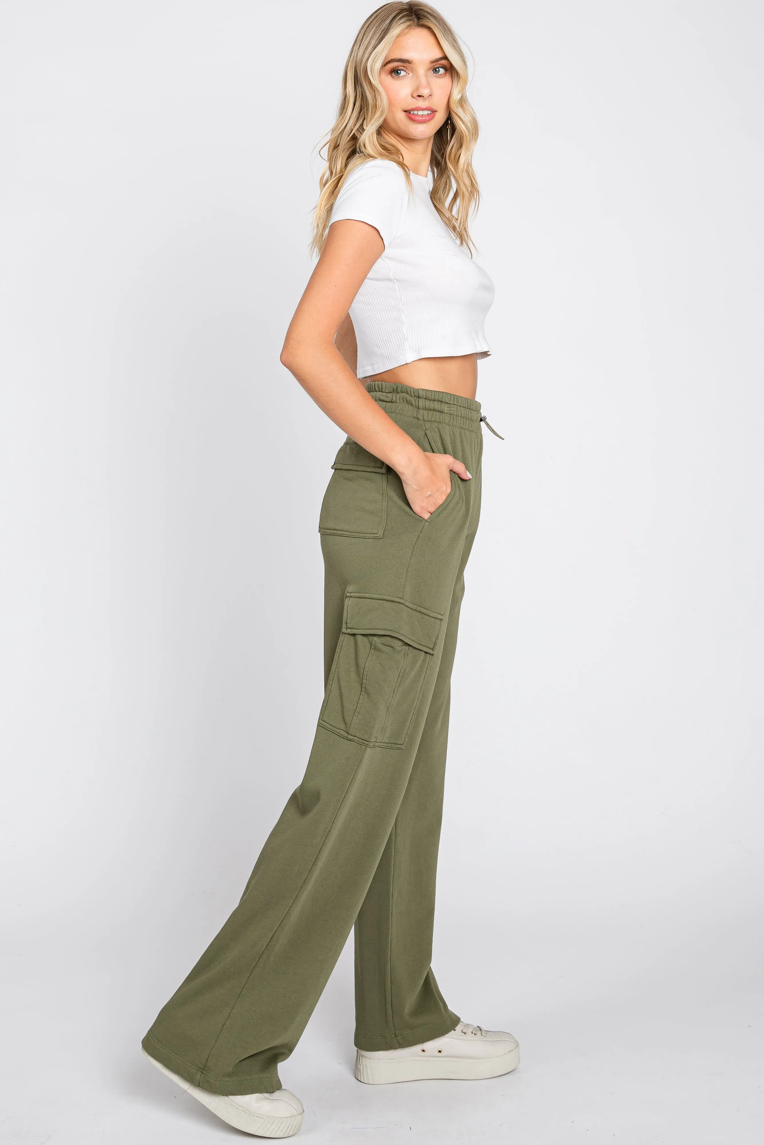 Olive Pocketed Lounge Pants sold by Pinkblush product image thumbnail 2