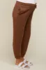 Brown Basic Fleece Maternity Sweatpants sold by Pinkblush