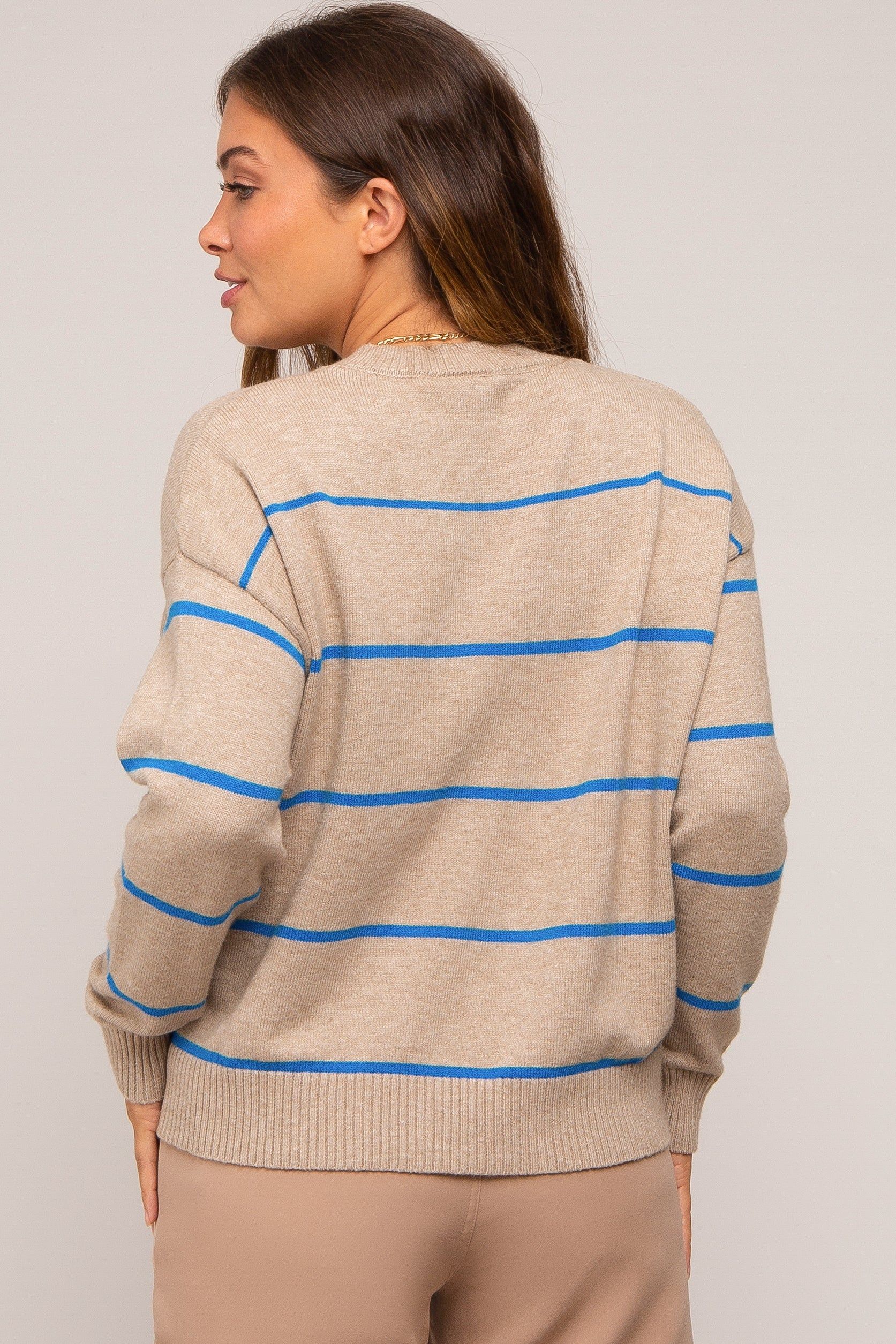 Taupe Striped Basic Maternity Sweater sold by Pinkblush product image thumbnail 4