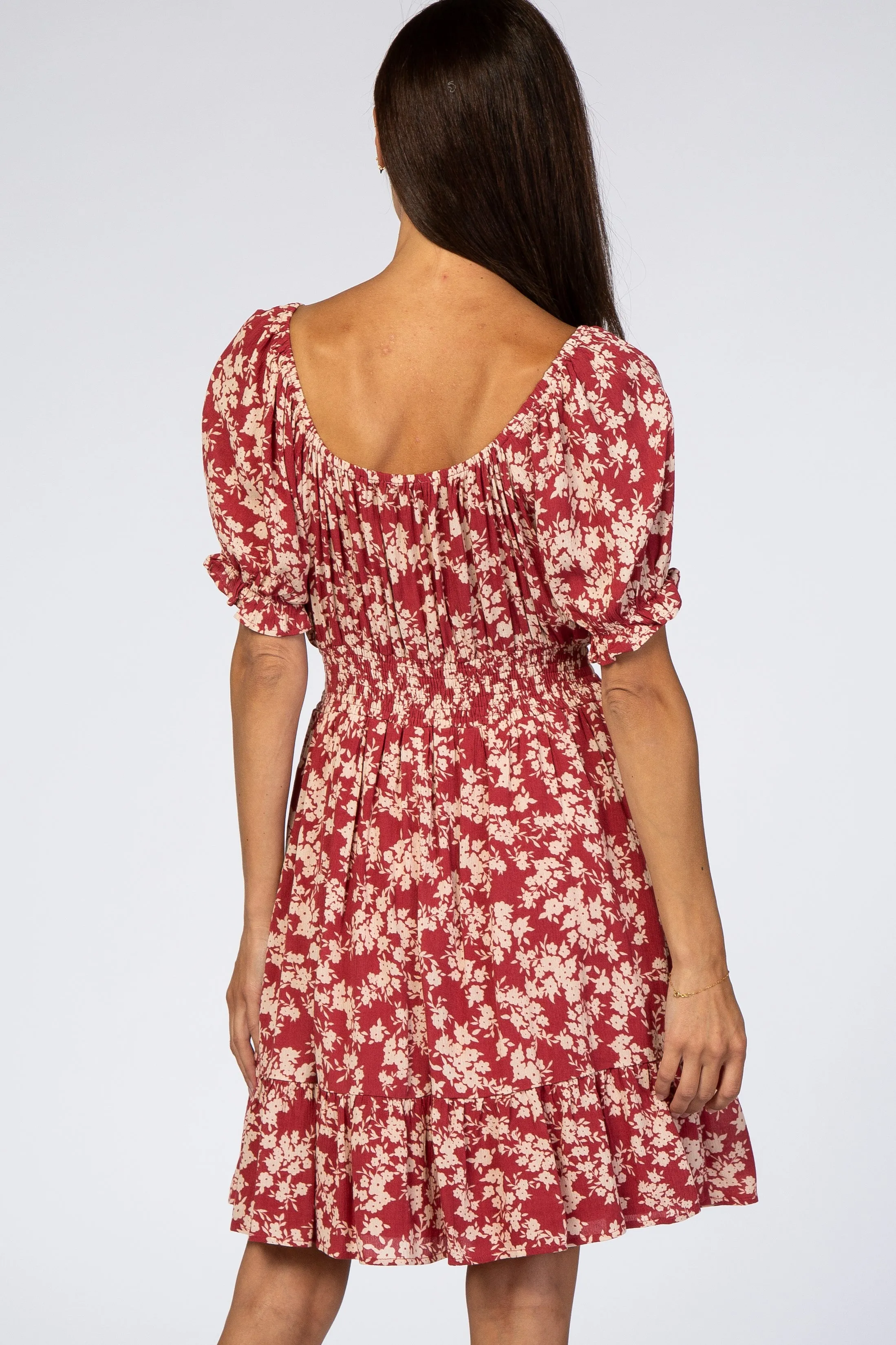 Red Floral Off Shoulder Mini Dress sold by Pinkblush product image thumbnail 3