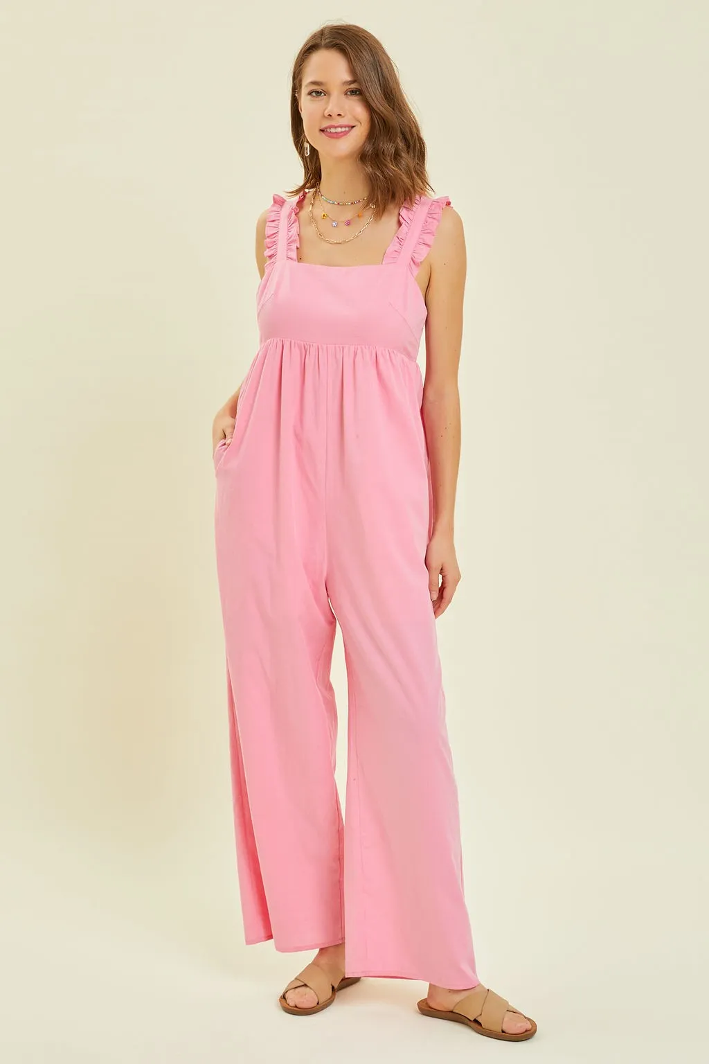 Bubblegum Wide Leg Jumpsuit sold by Pinkblush