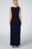 Navy Blue Sleeveless Ruched Side Slit Maternity Maxi Dress sold by Pinkblush