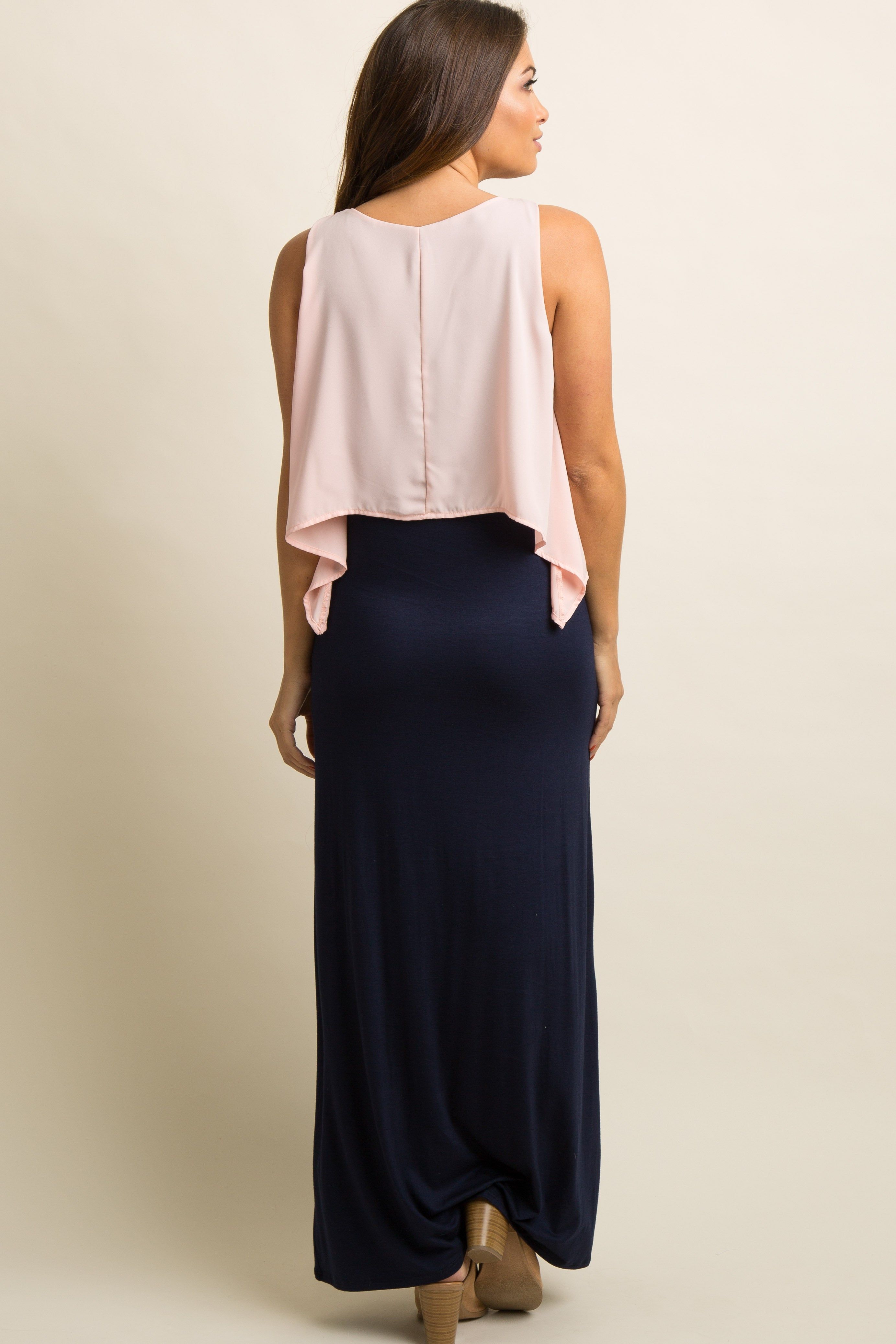 PinkBlush Pink Chiffon Overlay Maternity Maxi Dress sold by Pinkblush product image thumbnail 3