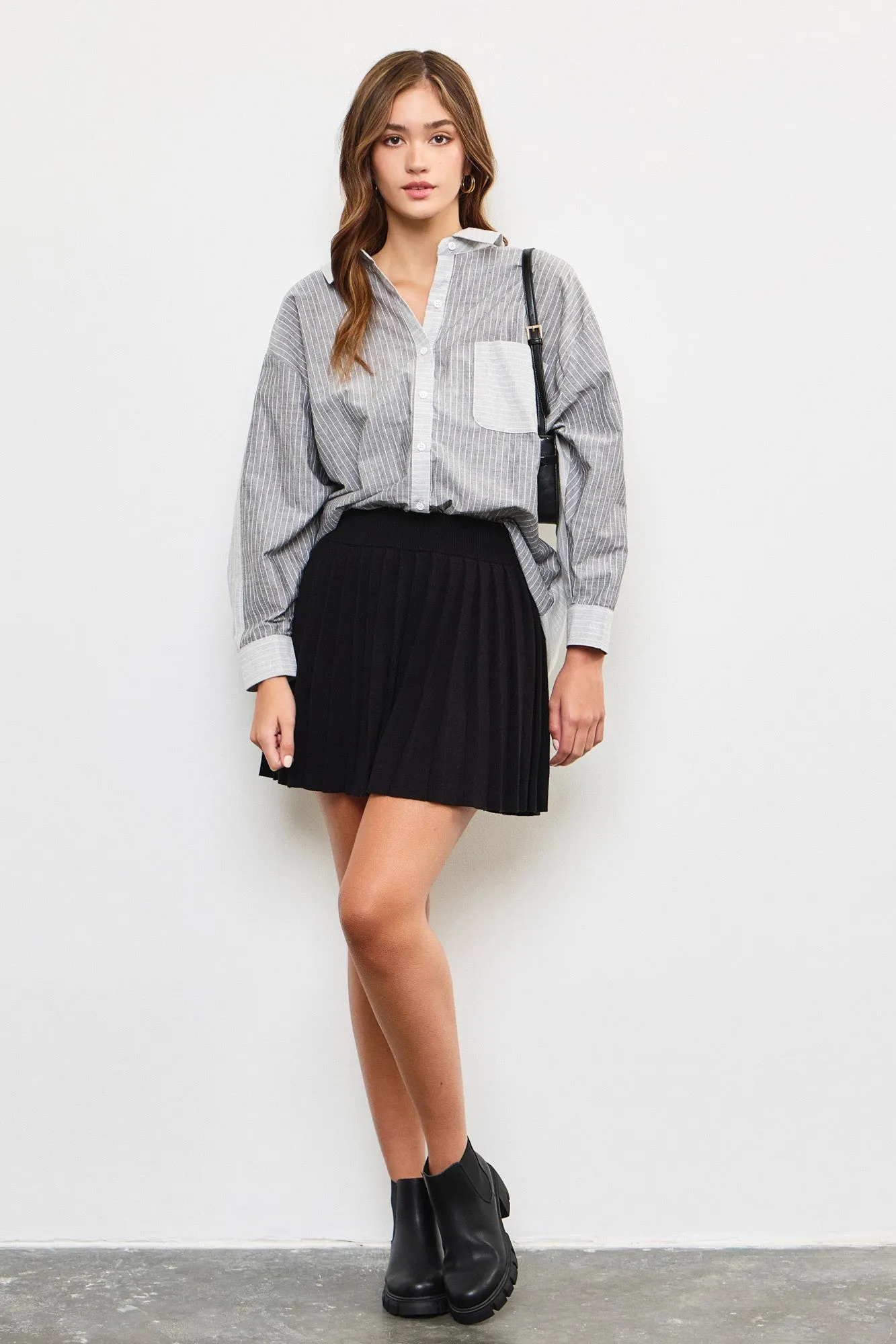 Black Pleated Knit Skirt sold by Pinkblush