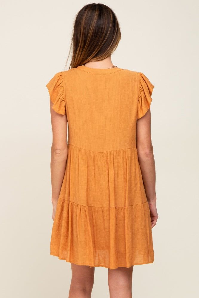 Gold Ruffle Sleeve Tiered Dress sold by Pinkblush product image thumbnail 3