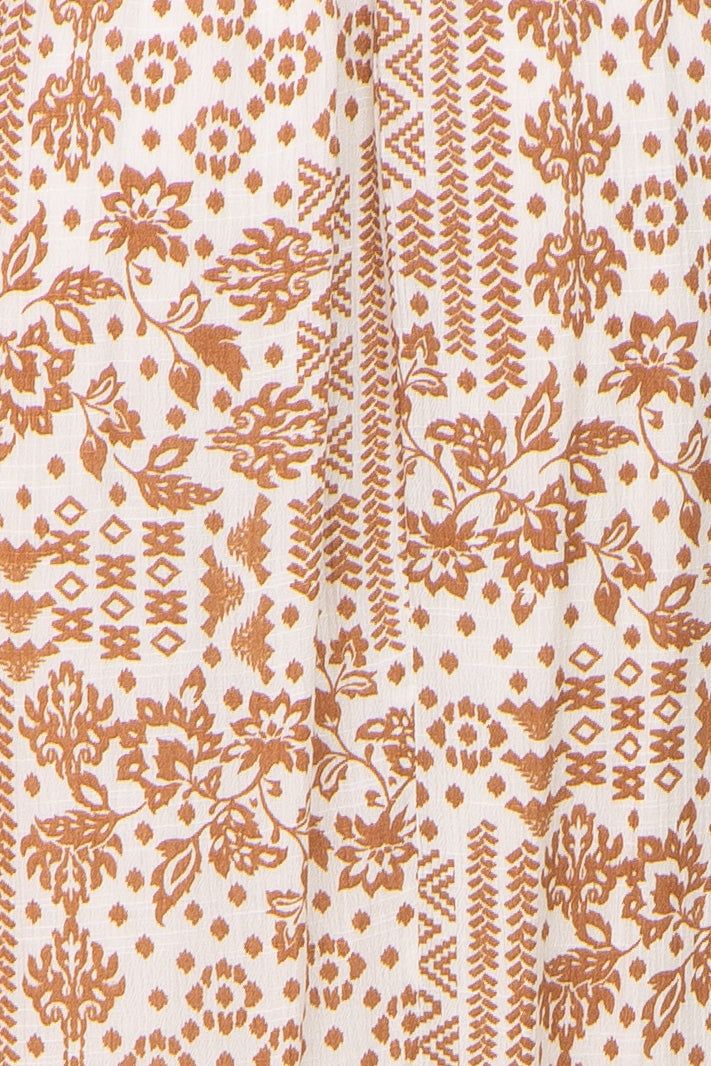 Cream Printed Sweetheart Neck Cinched Maternity Midi Dress sold by Pinkblush product image thumbnail 4