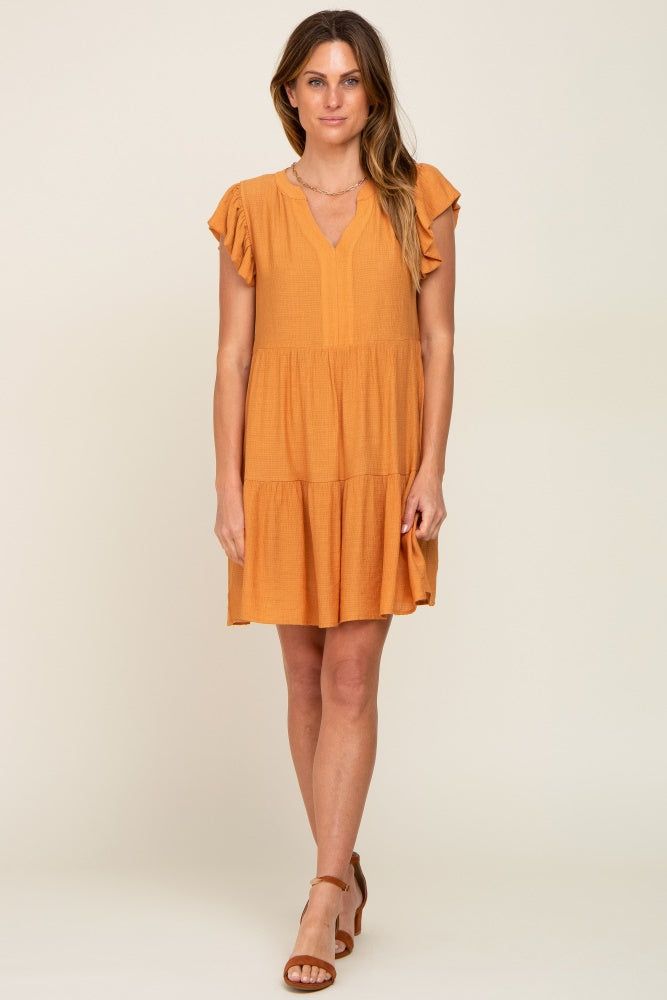 Gold Ruffle Sleeve Tiered Dress sold by Pinkblush product image thumbnail 4