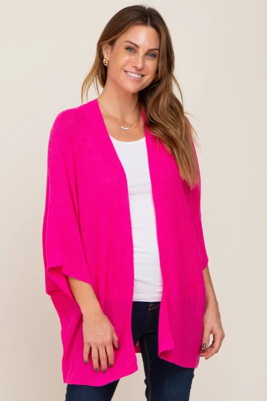 Fuchsia Dolman Short Sleeve Cardigan sold by Pinkblush