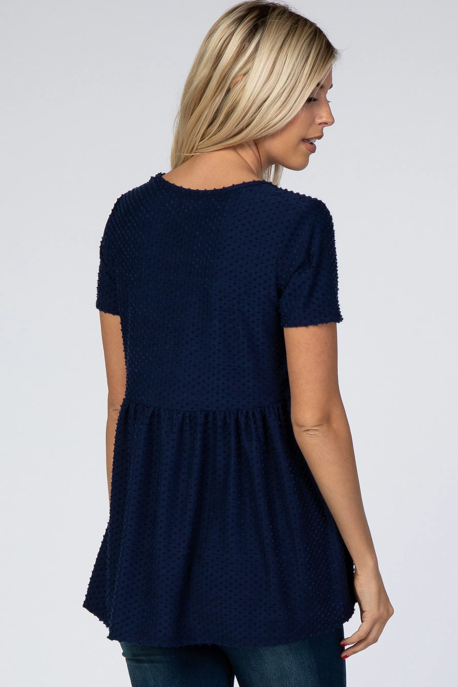 Navy Blue Swiss Dot Peplum Top sold by Pinkblush product image thumbnail 3