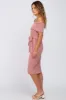 Mauve Folded Off Shoulder Waist Tie Midi Dress sold by Pinkblush