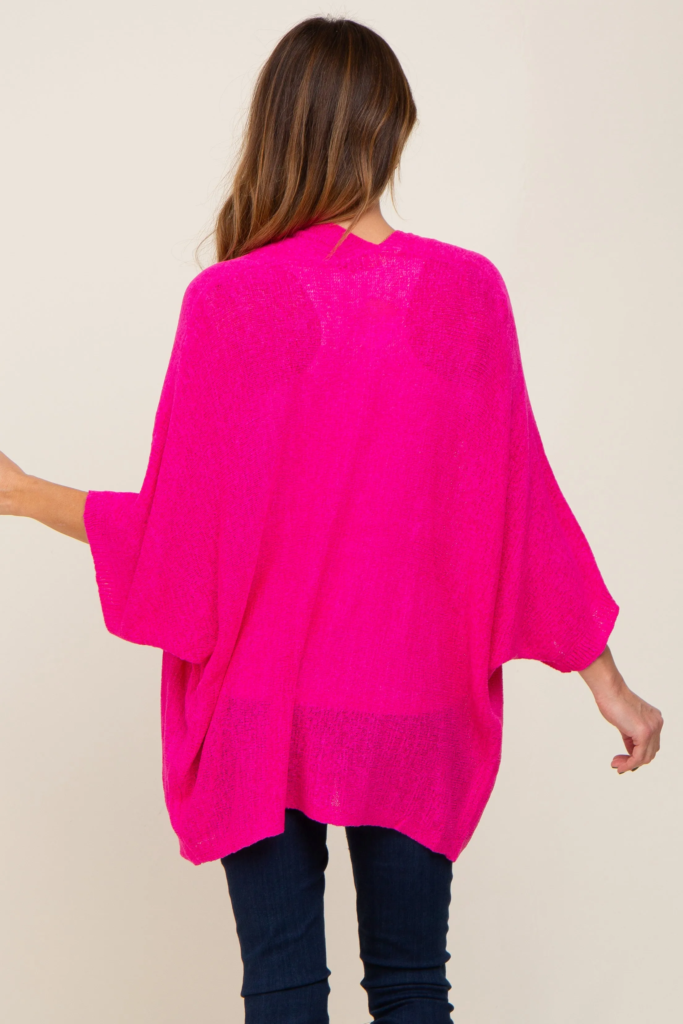 Fuchsia Dolman Short Sleeve Cardigan sold by Pinkblush product image thumbnail 3