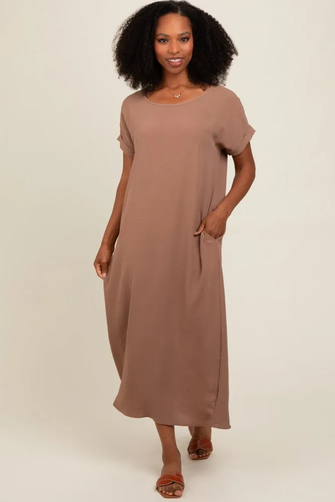 Mocha Rolled Cuff Midi Dress sold by Pinkblush product image thumbnail 2