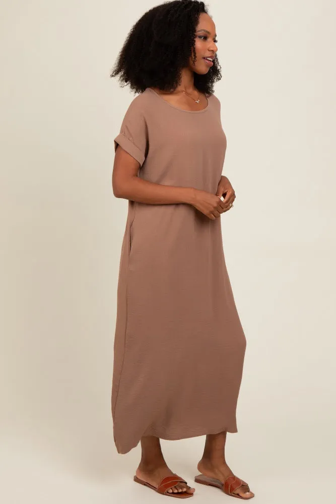 Mocha Rolled Cuff Midi Dress sold by Pinkblush product image thumbnail 3