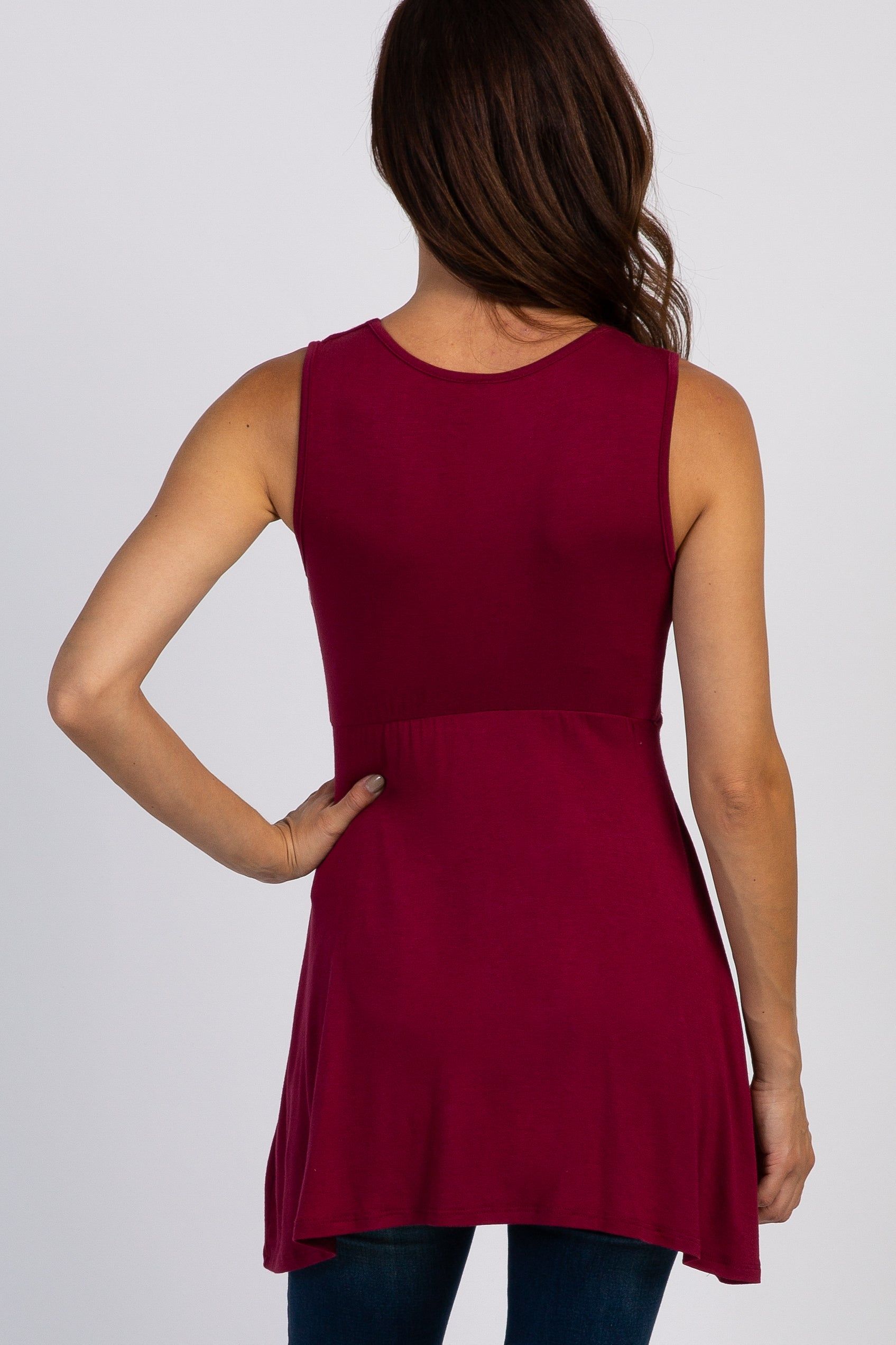 PinkBlush Burgundy Sleeveless Draped Front Nursing Top sold by Pinkblush product image thumbnail 3
