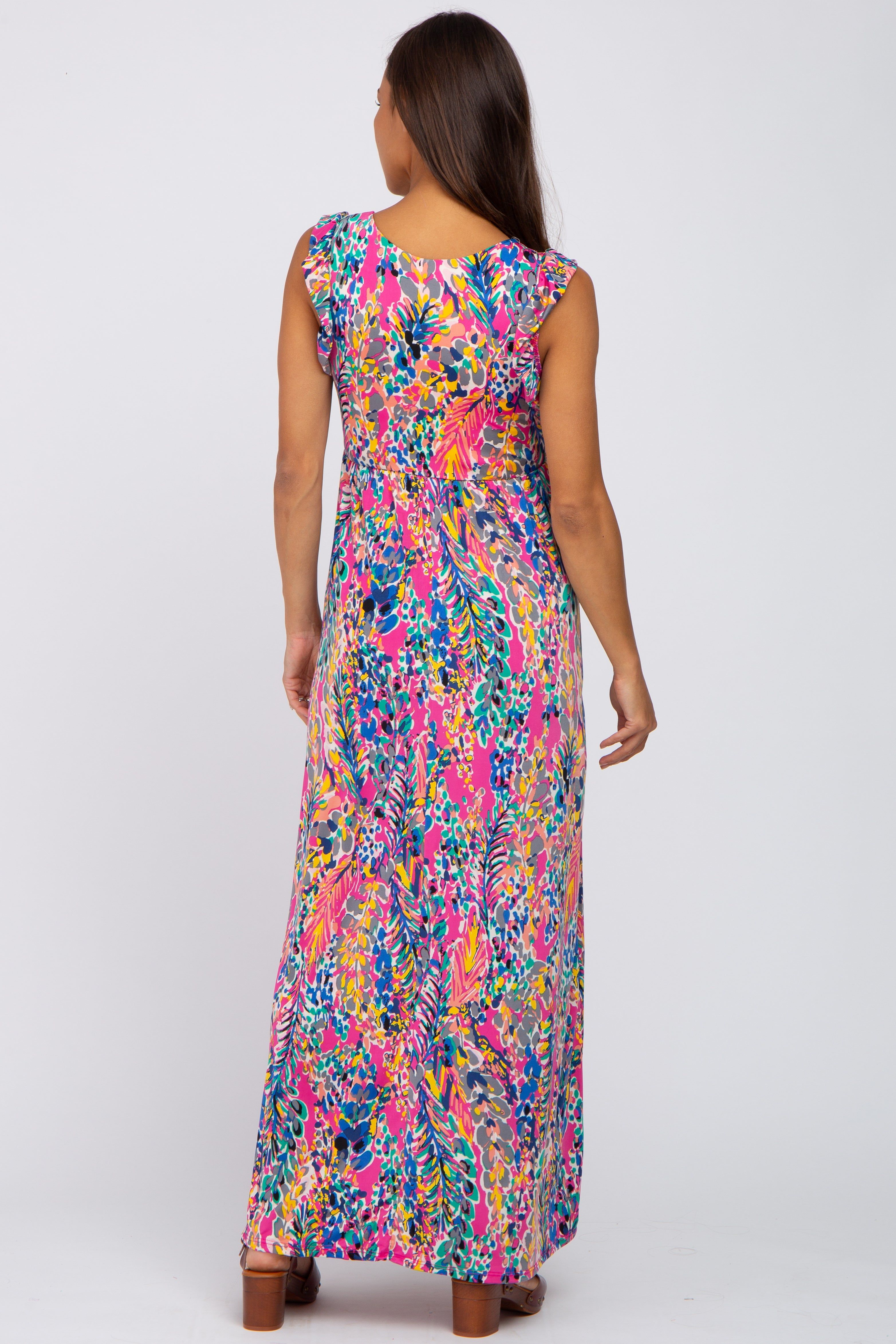 Fuchsia Abstract Maternity Maxi Dress sold by Pinkblush product image thumbnail 3