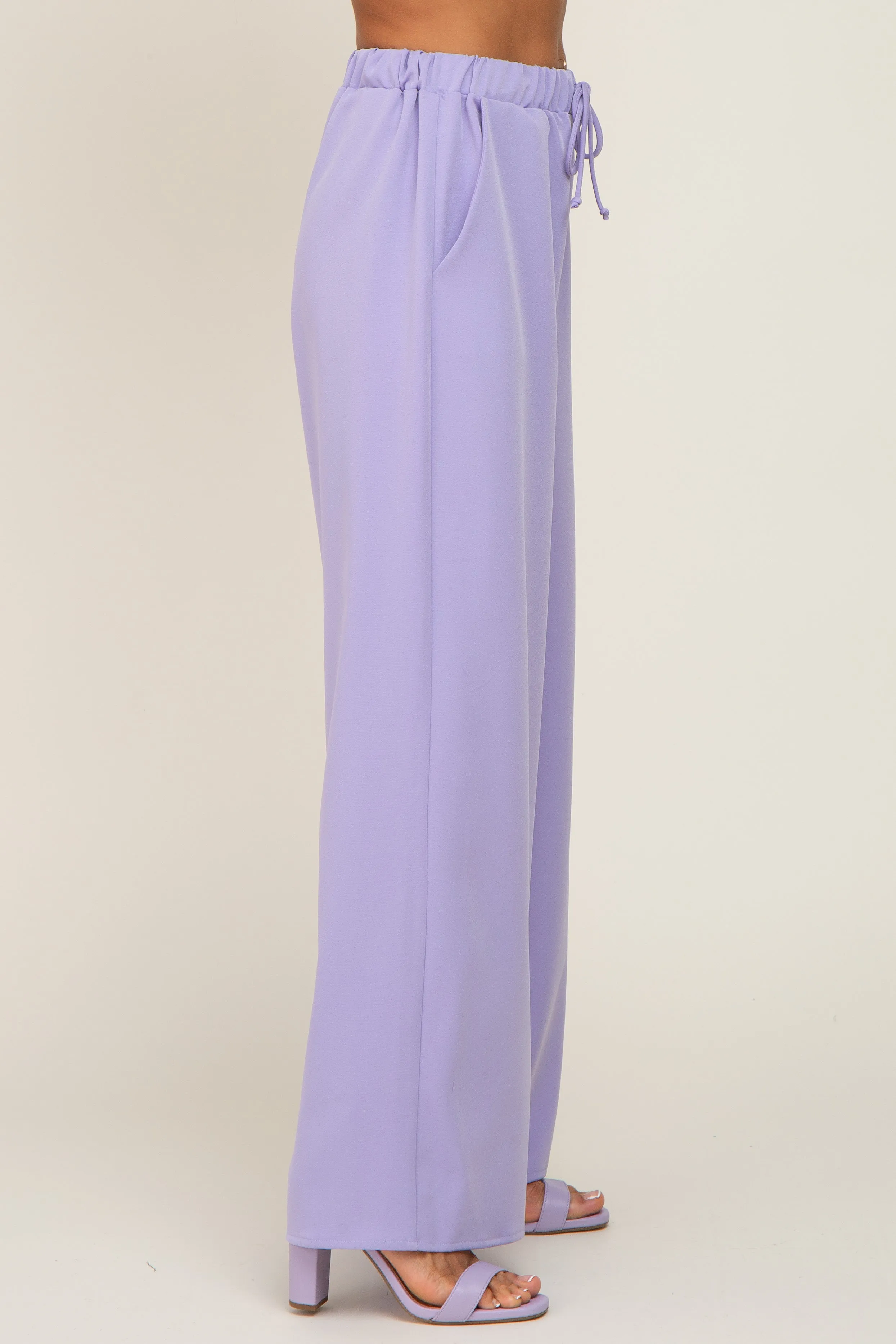 Lavender Drawstring Wide Leg Pants sold by Pinkblush product image thumbnail 3