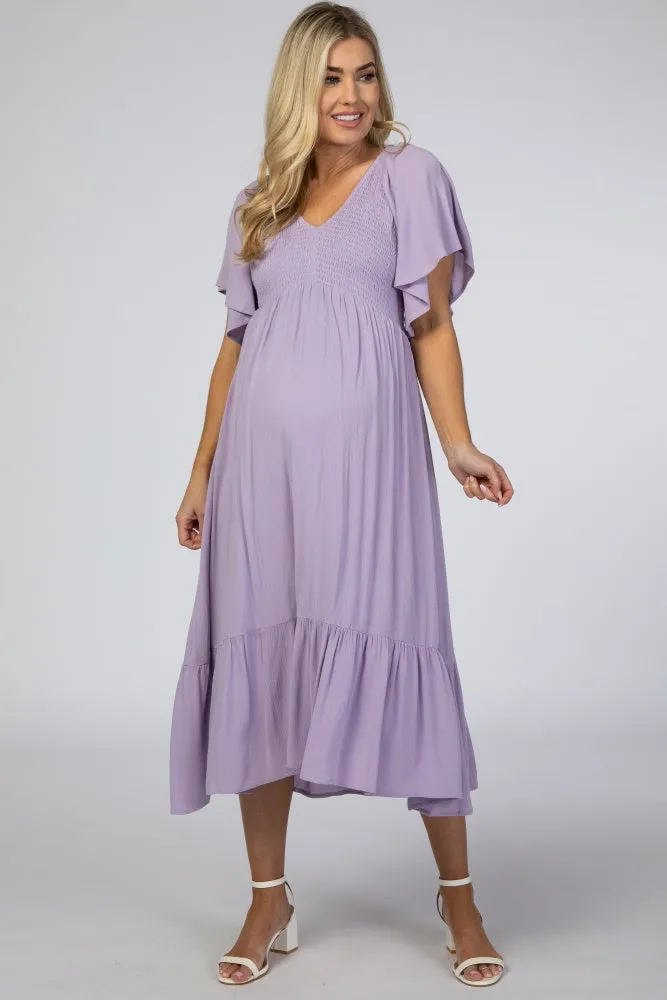 Lavender Smocked Ruffle Maternity Dress sold by Pinkblush product image thumbnail 4
