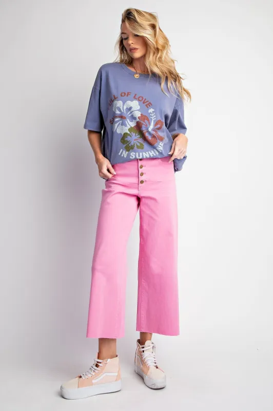 Pink Wide Leg Twill Trousers sold by Pinkblush