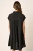 Black Pleat Detail Front Oversize Shirt Mini Dress sold by Pinkblush